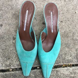 Donald J Pliner Suede Teal Heels - Size 6